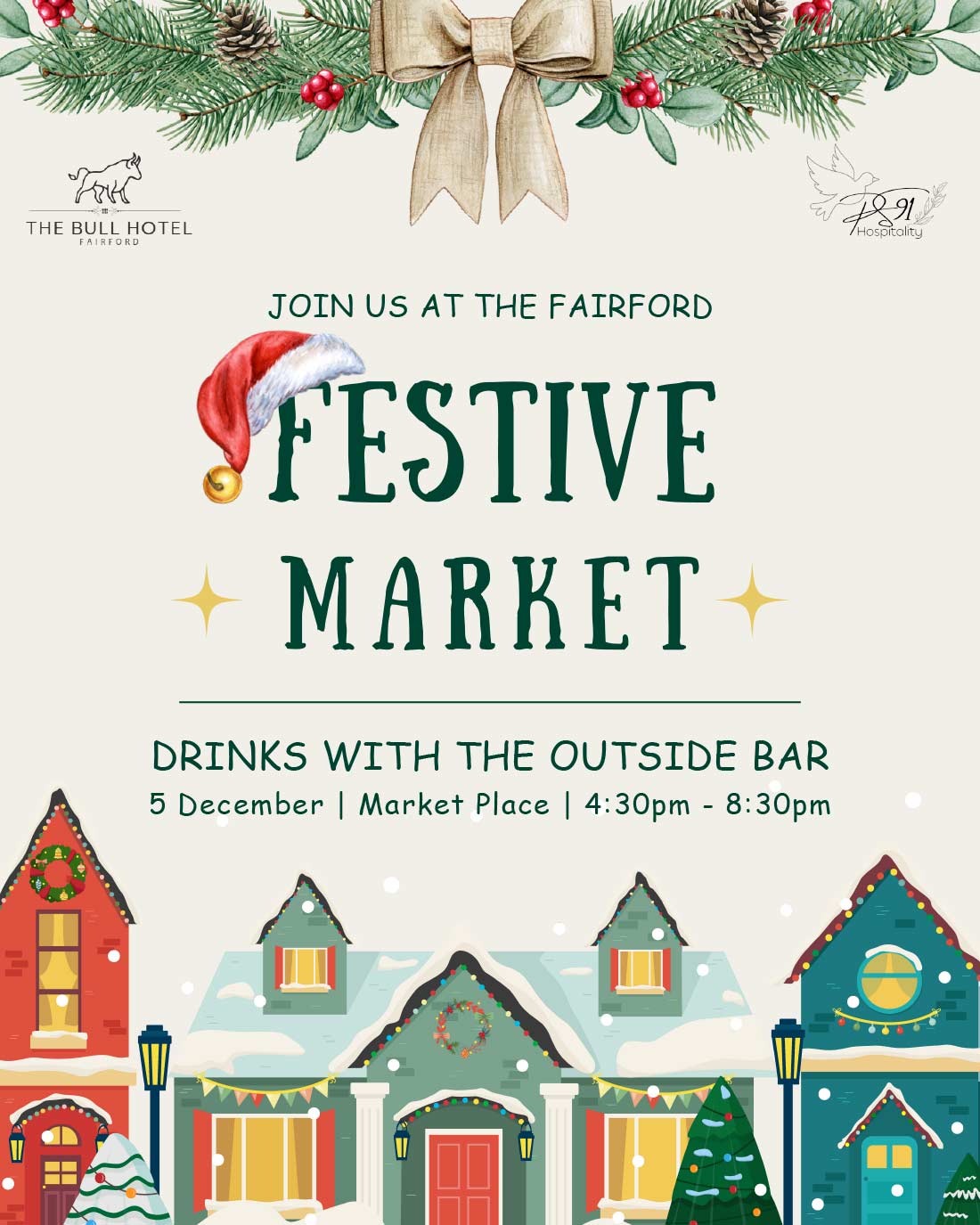 The Bull Hotel Fairford Festive Christmas Market Invitation